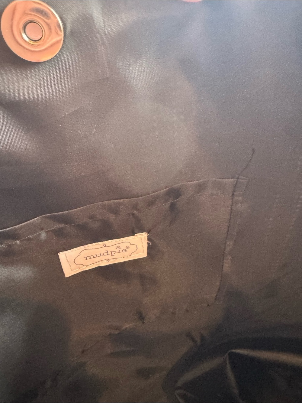 Mud Pie Black Lined Tote with Button Closure - Picture 4 of 4